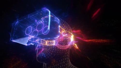 Futuristic Virtual Reality Headset Digital Interface Animation