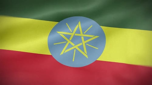 Waving Ethiopian Flag Realistic Fabric Looping Animation