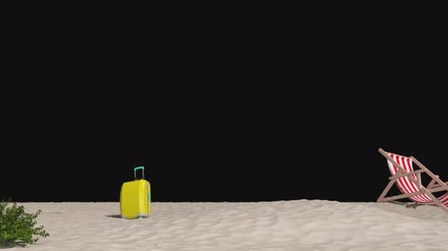 Animation of a blank beach holiday on a transparent background.