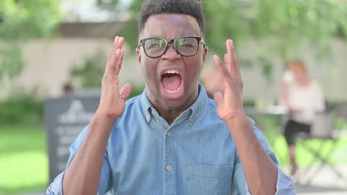 Portrait of Angry African Man Screaming Shouting