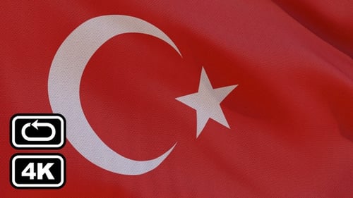 Realistic Turkish Flag Waving in Wind Loop