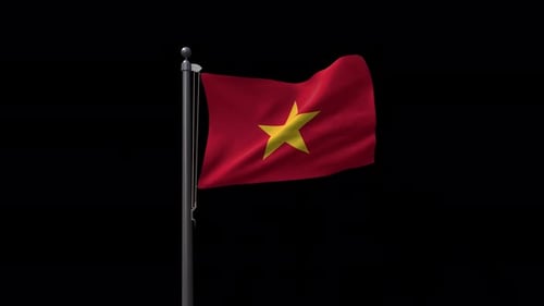 Realistic Waving Flag of Vietnam