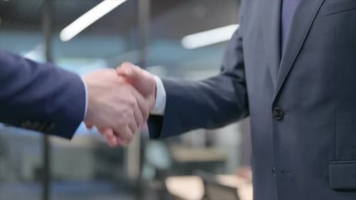 Business Handshake in Modern Office Setting
