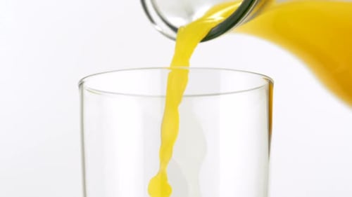 Pouring Juice Into Glass Close Up