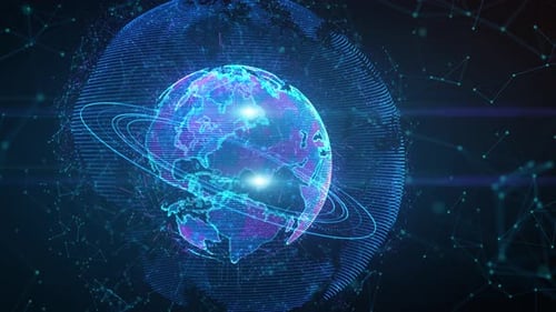 Futuristic Digital Earth Global Network Plexus Background Animation