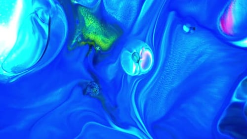 Abstract Turquoise and Blue Paint Swirls