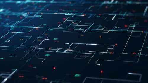 Futuristic Digital Network Data Stream with Security Locks