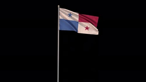 Panama Flag Waving on Transparent Background