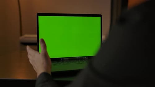 Laptop Video Call with Green Screen Display