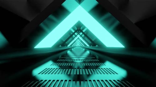 3D rendered animation, colorful science fiction interior gangway