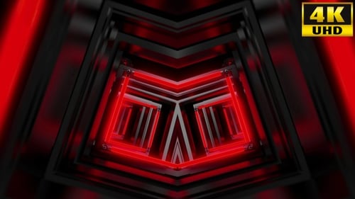 Red Neon Geometric Tunnel Seamless Loop Background