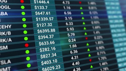 Abstract Background with Stock Market Digits. Currency Rate Chart Animated Blue Backdrop. Financial