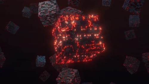 Abstract 3D animation of cubes