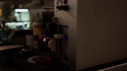 Vintage Industrial Equipment Pan with Focus Shift