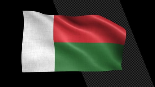 Madagascar National Flag Realistic Waving Animation