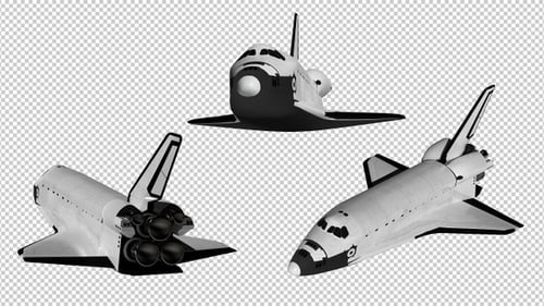 3D Animated Space Shuttle Fly By with Alpha Channel