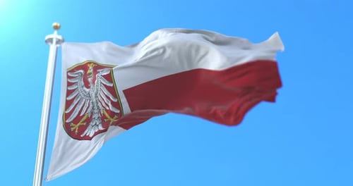 Realistic Waving Poland Flag Loop with Coat of Arms