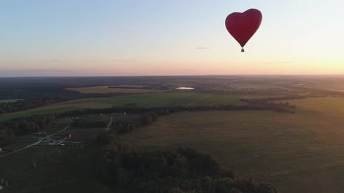 Hot Air Balloon Shape Heart in Sky