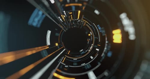 Digital information search, circular abstract tech hub