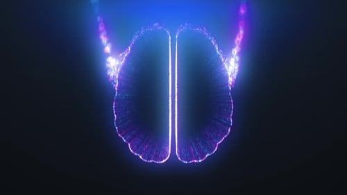 Futuristic Digital Brain Formed by Binary Code Stream