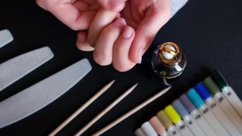 Fingernails Being Prepared for Manicure Close Up