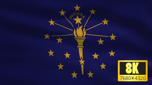 Waving Indiana State Flag Realistic Animation