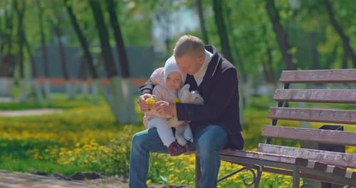 Happy Family Moments of Father and Child Dad and His Daughter is Spending Day in Park Prores