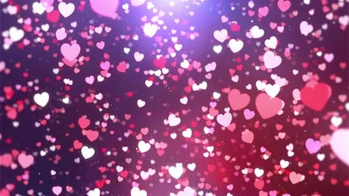 Romantic Floating Hearts and Twinkling Particle Background