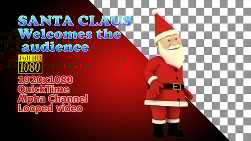 Animated 3D Santa Claus Waving Hand for Christmas Greetings