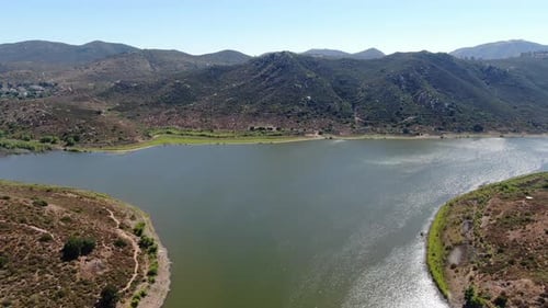 Aerial View of Inland Lake Hodges and Bernardo Mountain, San Diego County, California