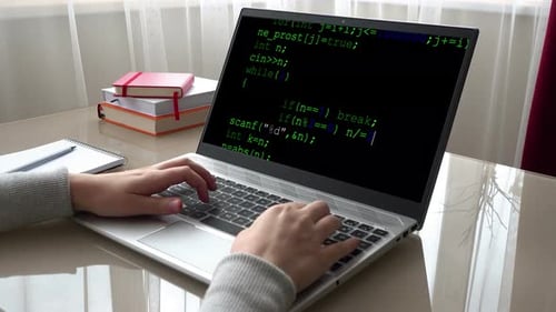 Source code on the monitor screen.