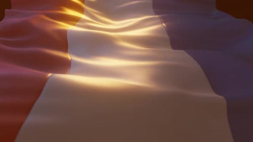 Dynamic Waving Flag Animation with Golden Sunlight Effect