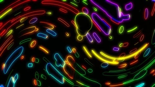Vibrant Neon Abstract Shapes Liquid Swirl Background Loop