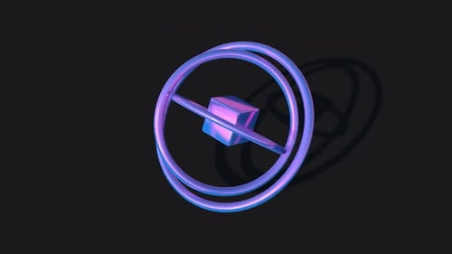 cube and circles spinning in an endless loop 4K Animation