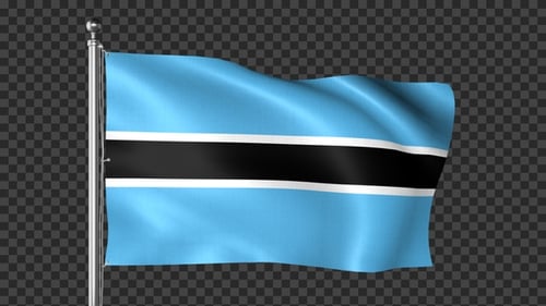 Realistic Waving Botswana Flag Animation with Alpha Channel