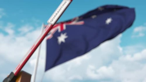 Australian Flag and Quarantine Barrier Closure Animation