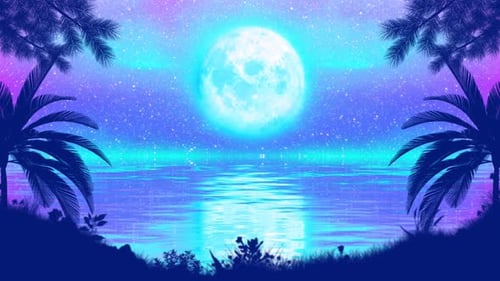 Luna llena tropical sobre el océano