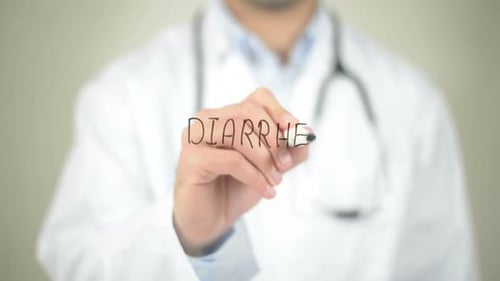 Doctor Writes "Diarrhea" on Clear Surface