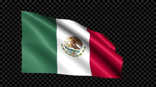 Realistic Waving Mexican Flag Animation with Alpha Channel