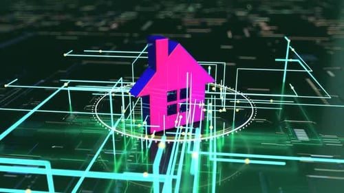 3D concept of a futuristic real estate market