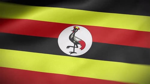 Realistic Uganda National Flag Waving Loop Animation
