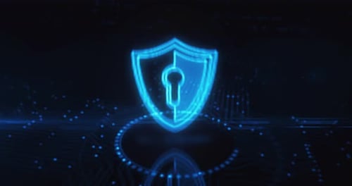 Digital Security Shield Holographic Logo Reveal