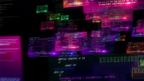Futuristic Digital Code and Tether Cryptocurrency Data Stream