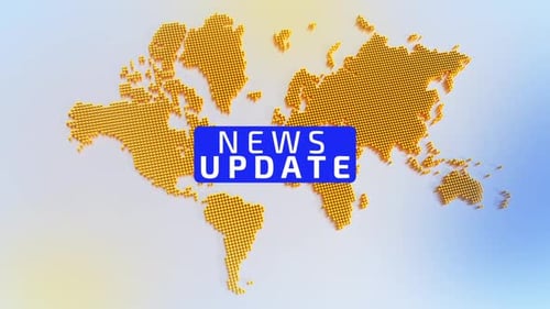 Animated Global News Update Title Card with Geometric World Map