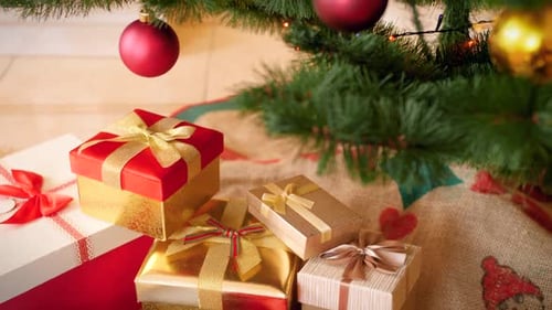 Christmas Gifts Under a Decorated Tree