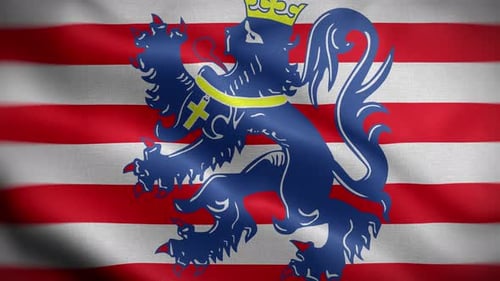 Waving Flag with Blue Lion Emblem Animation