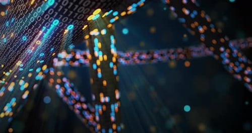 Futuristic Binary Code and Network Data Flow Background
