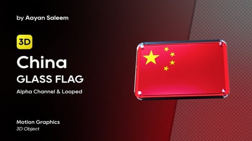 Glossy 3D China Flag Spinning Animation with Metallic Border