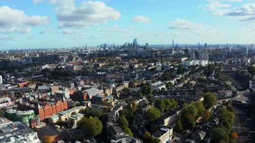 Panoramic Aerial Skyline View of Bank and Financial District of London