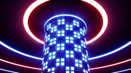 Torre de Luz Vermelha e Azul Brilhante Vj Loop